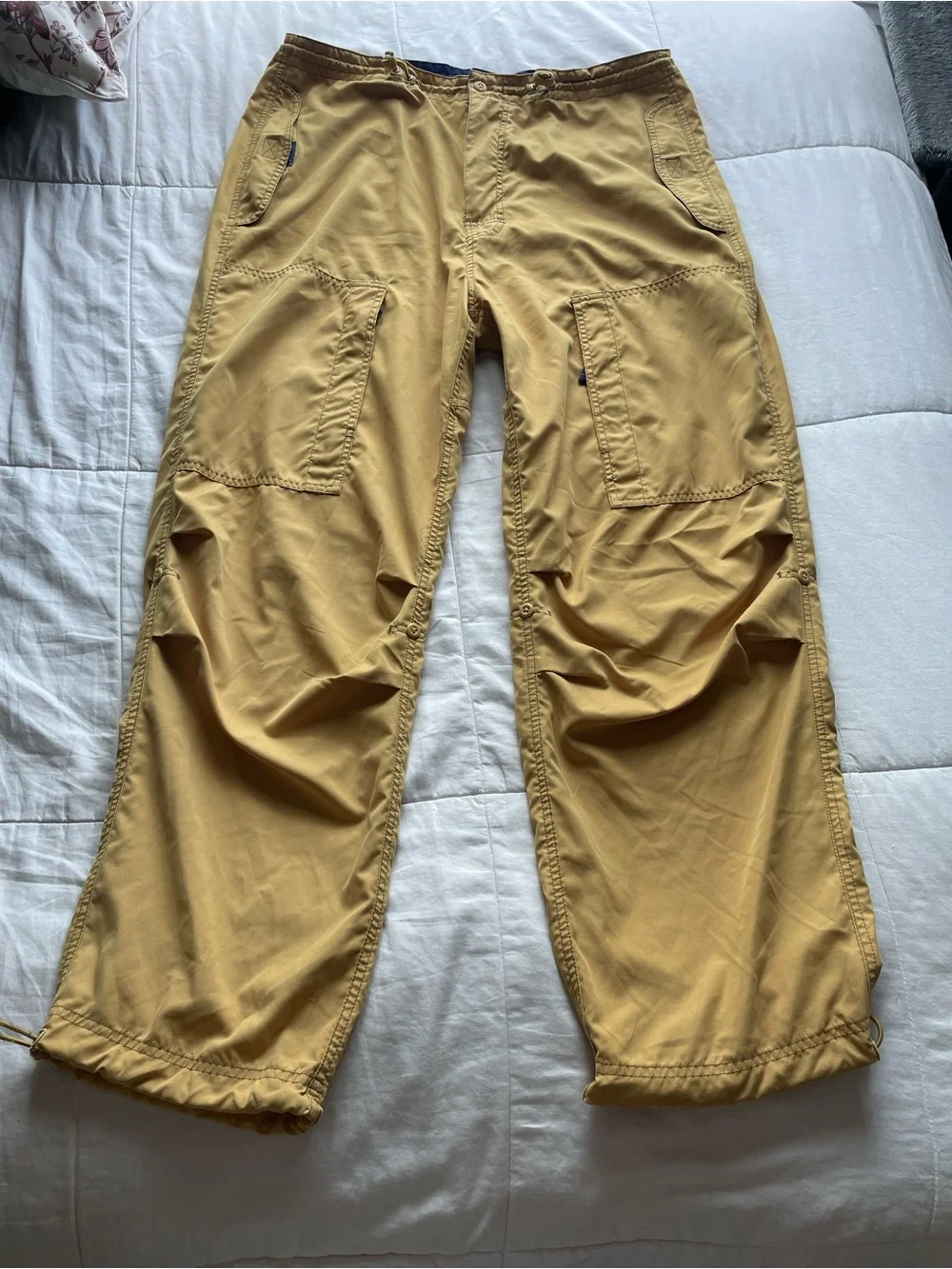 Gap Y2K Vintage Mens Yellow Baggy Cargo Pants Large Utility Gorpcore Hiking